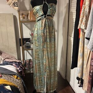 Elegant Multicolor Halter Maxi Dress